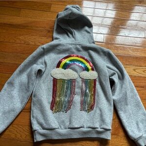 Lola + The Boys CRYSTAL RAINBOW RAIN HOODIE